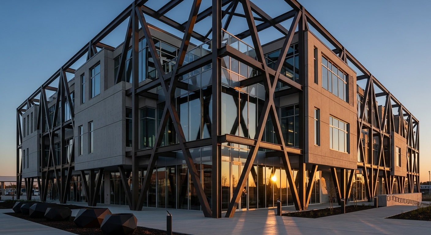 Современное здание с ИИ-оптимизацией